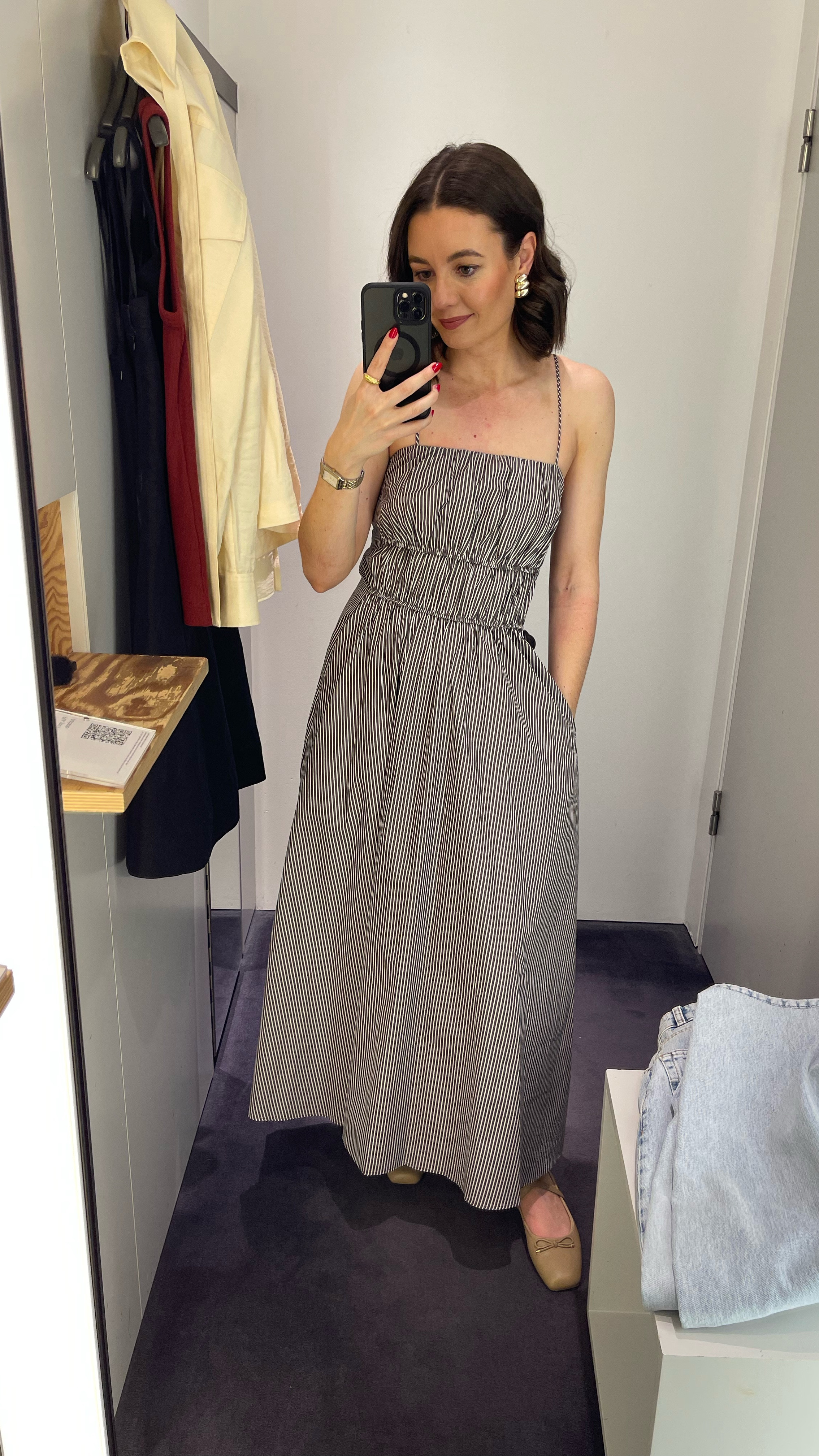 cos striped gathered waist midi dress STRIPED GATHERED-WAIST MIDI DRESS 99.00 | 