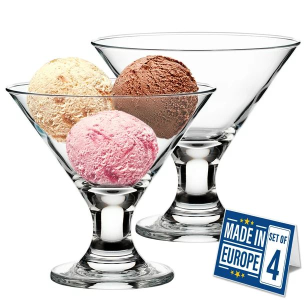 CRYSTALIA Glass Ice Cream Bowls Set, Small Dessert Cups for Trifle Parfait Sundae Pudding and Fru... | Walmart (US)