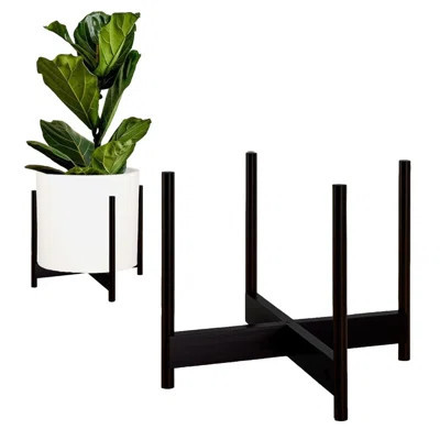 Mid Century Modern Plant Stand - Raised Bamboo Planter Stand For Planters Up To 14.9 Inches Wide (NOT INCLUDED); Dark Bamboo Pot Stand For Plants Indo | Wayfair North America