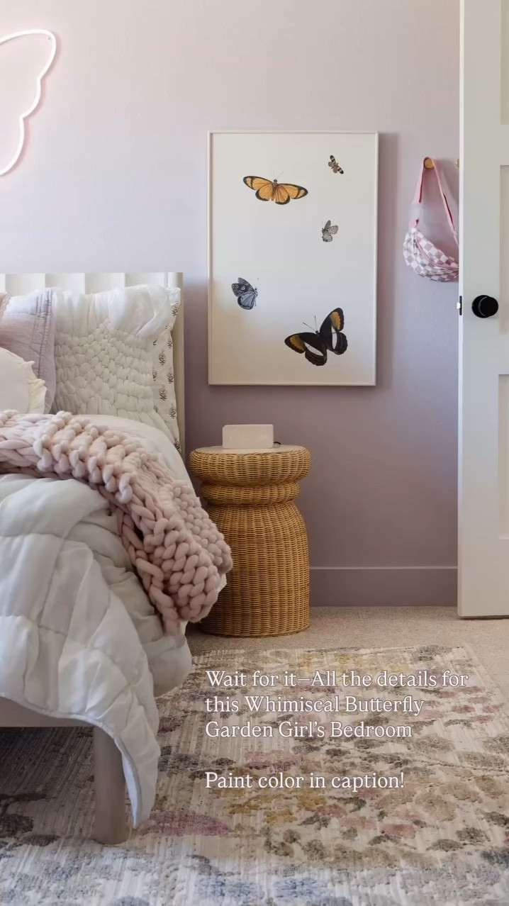 Can a girl’s bedroom be dreamy, playful, and still totally grow-with-her? Let me show you…

This pastel butterfly garden bedroom is a soft swirl of whimsy and polish, designed to grow with her and reflect everything she loves 🦋💫

Inspired by her love of butterflies and florals, we layered in cozy textures, sweet rattan, and playful art — all grounded by the dreamiest dusty purple wall color (just enough mood without being too mature). 💜 PAINT COLOR —> ‘New Age’ by Benjamin Moore 💜

From the butterfly light to the scalloped vanity moment to the daisy pillows, every detail was chosen with her — not just for her. Because I don’t design with a signature style, I design to reflect yours.

Design // @peggyhaddadinteriors 
Photography // @karadeyoung 
 
#GirlsBedroomDecor
#PastelBedroom
#WhimsicalKidsRoom
#ButterflyRoomDecor
#PurpleGirlsRoom
#KidsRoomInspo
#GrowingWithStyle
#InteriorDesignForKids
#PHIProjects
#PeggyHaddadInteriors
#PlayfulDesign
#PastelRoomInspo
#VanityDeskGoals
#FloralRugLove
#EdesignForFamilies

#LTKHome #LTKFindsUnder50 #LTKFindsUnder100