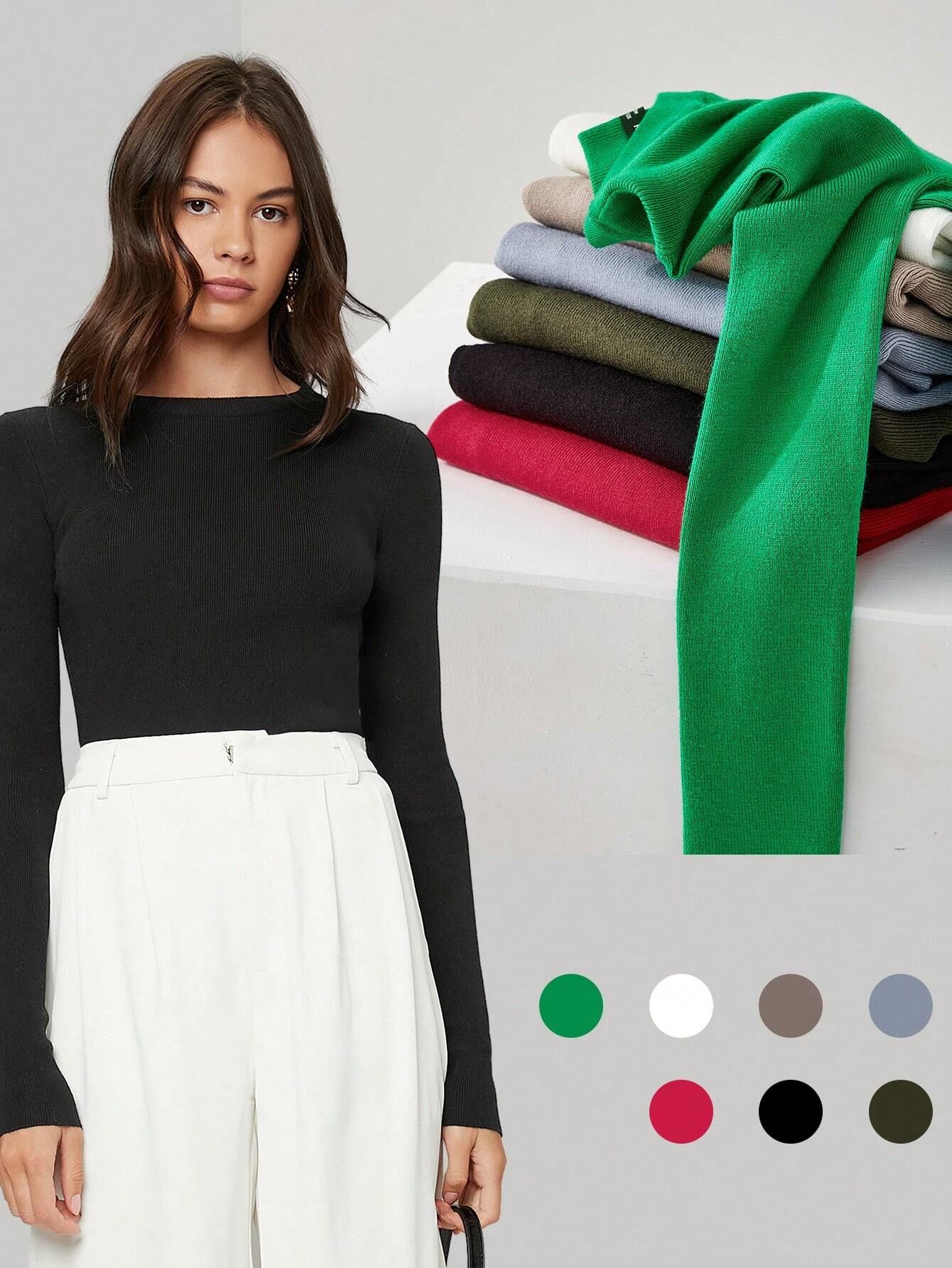 SHEIN BIZwear Solid Slim Sweater Workwear | SHEIN
