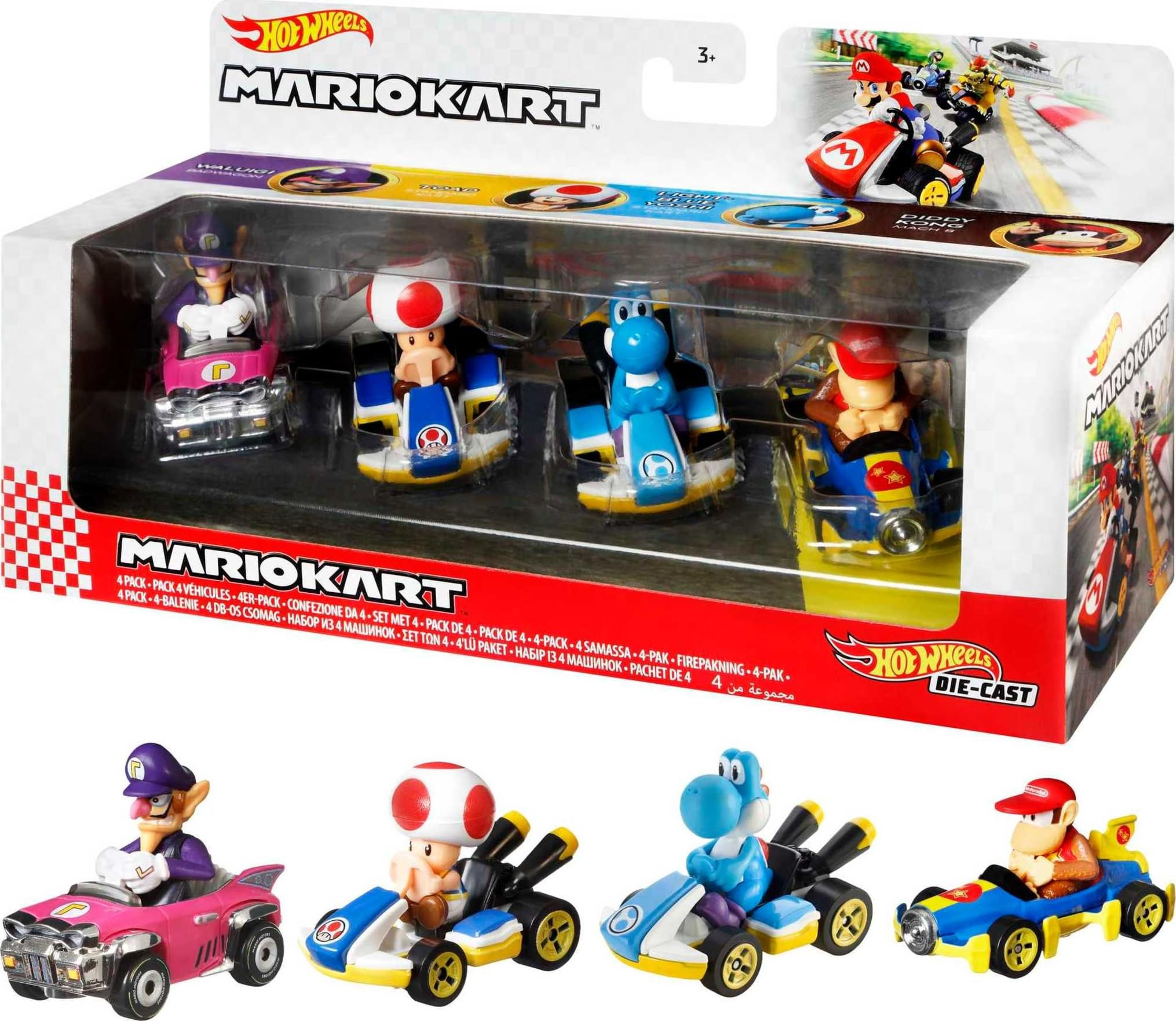 Hot Wheels Mario Kart Vehicle 4-Pack, Set of 4 Fan-Favorite Characters Includes 1 Exclusive Model... | Amazon (US)