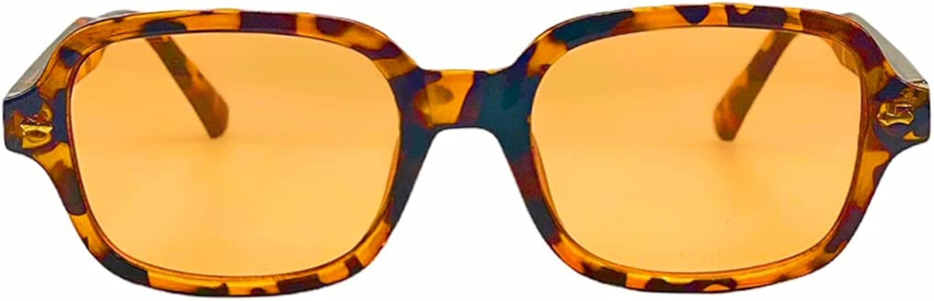Generic Orange Lens Sunglasses Tortoise Frame, Trendy Retro Orange Sunglasses, Oversized Yellow O... | Amazon (US)