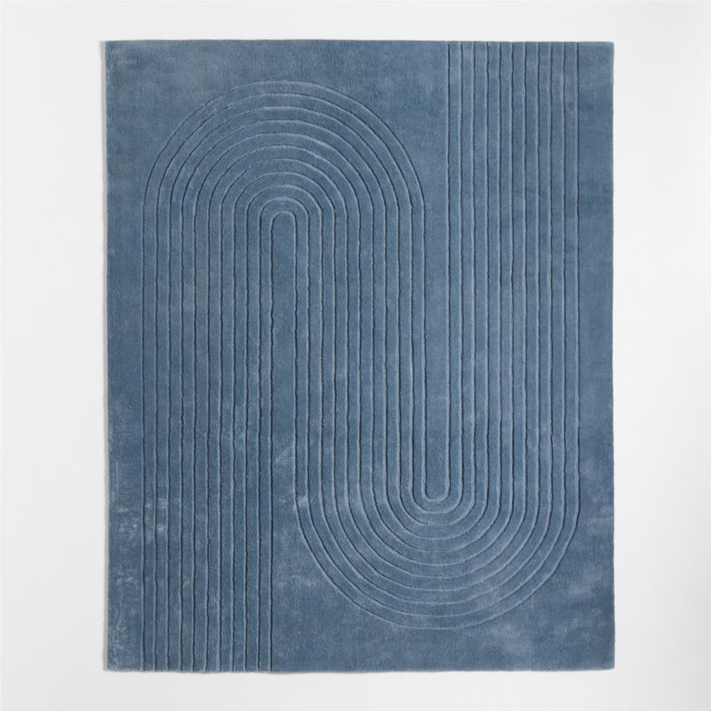 Geo Carved Slate Blue Kids Performance Area Rug 8x10 | Crate & Kids | Crate & Barrel