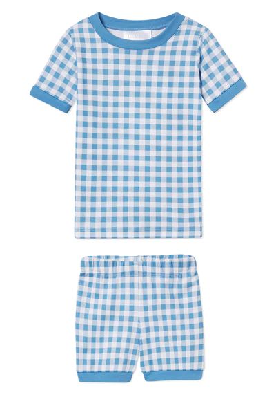 Kids Shorts Set in Bluebird Gingham | LAKE Pajamas