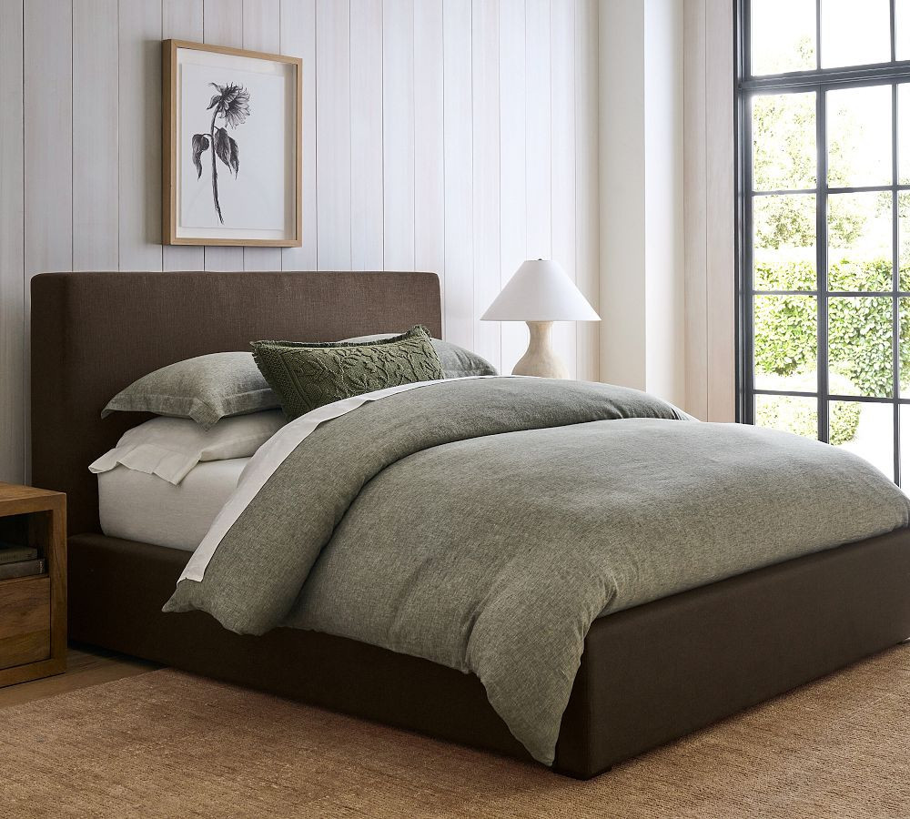 Belgian Flax Linen Duvet, Dark Green, Full/Queen | Pottery Barn (US)