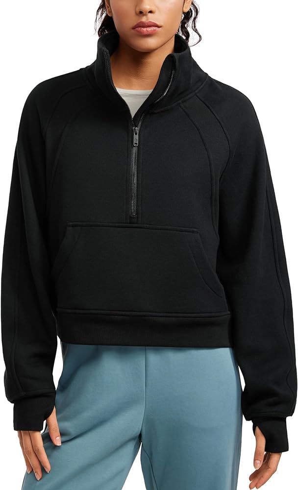 CRZ YOGA Womens Fleece Lined Half Zipper Sweatshirts Funnel Neck Long Sleeve Oversized Pullover H... | Amazon (US)