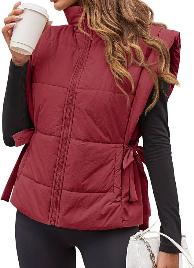 Tankaneo Womens Cropped Puffer Vest Cap Sleeve Zip Up Lightweight Padded Puffy Warm Coat | Amazon (US)