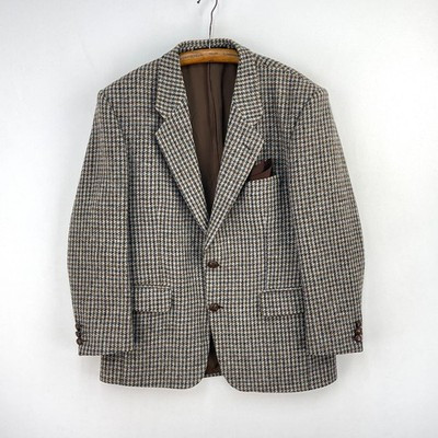 Harris Tweed Sports Jacket Mens 40S Brown Houndstooth Chatsworth Wool Blazer | eBay UK
