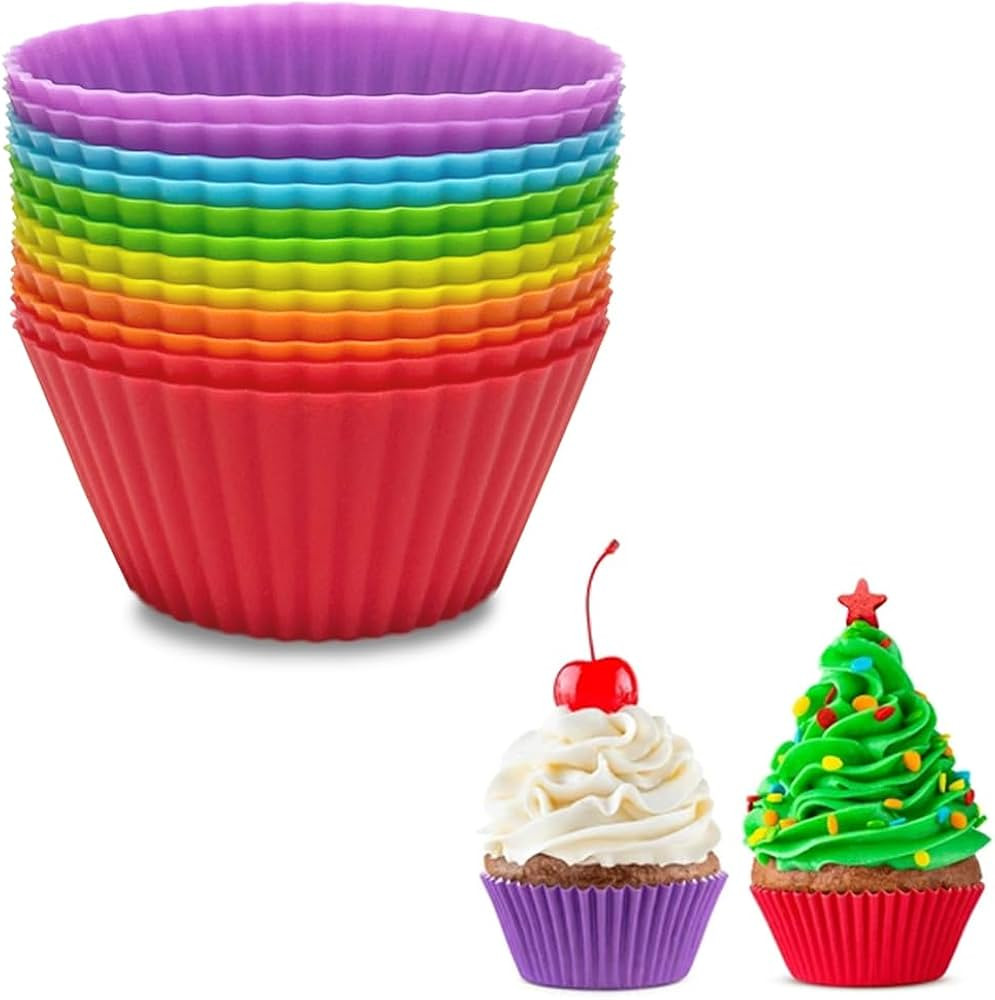Reusable Silicone Baking Cups Set, Non-stick Muffin Liners Cake Cup Mold, BPA-free, Round 2.75 in... | Amazon (US)