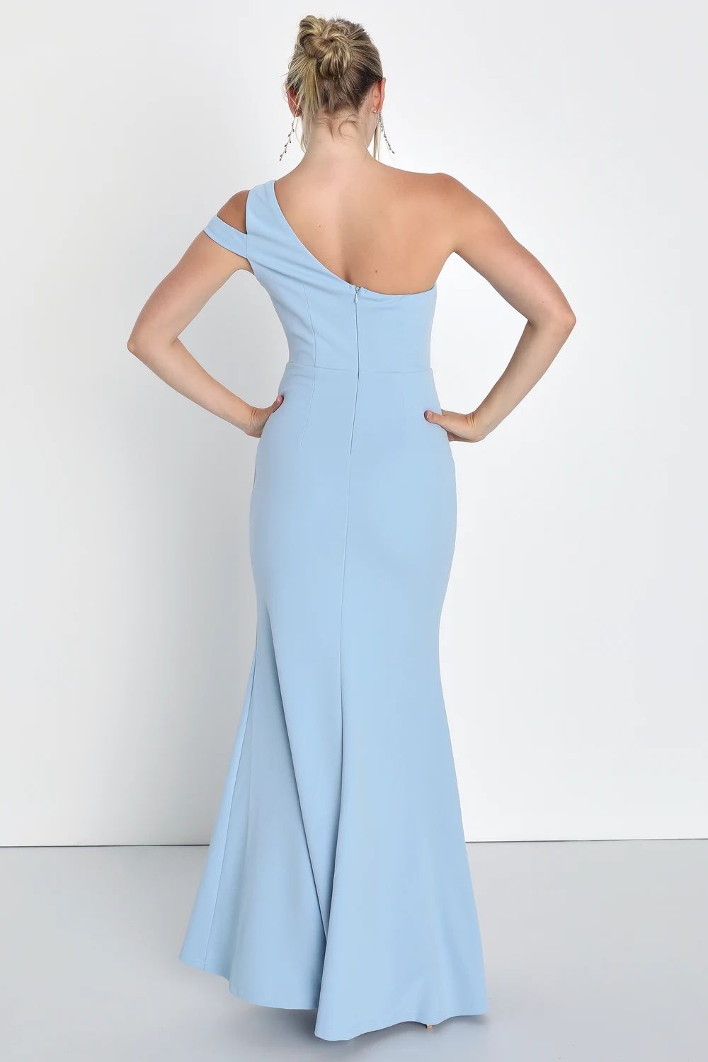 Make an Entrance Powder Blue One-Shoulder Mermaid Maxi Dress | Lulus (US)