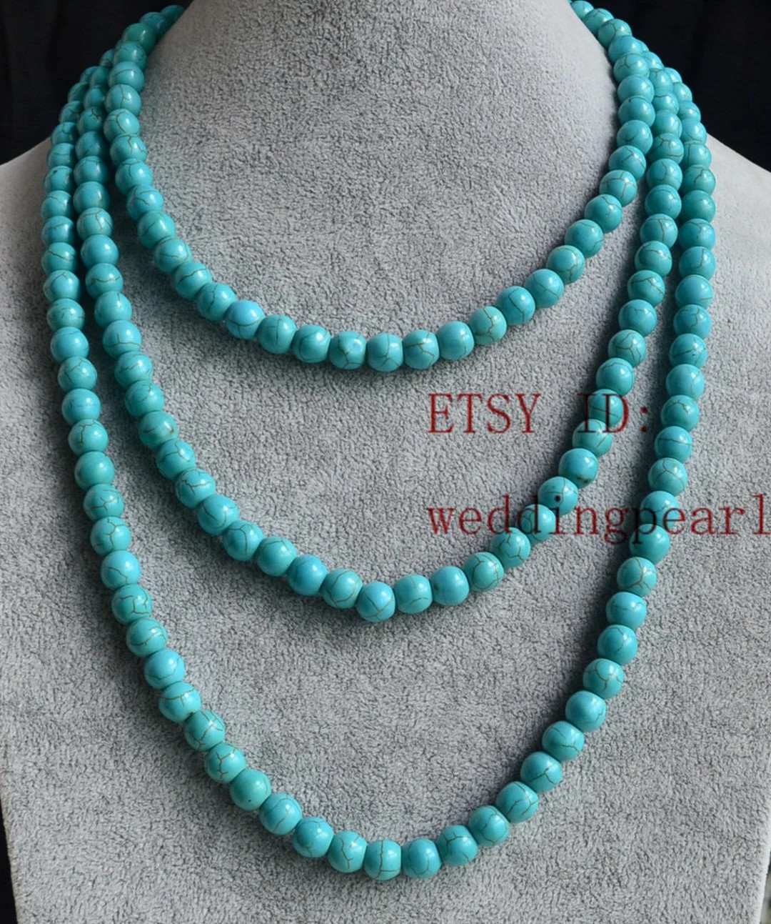 55'' Turquoise Long Necklace, Single Strand, Statement Jewelry - Etsy UK | Etsy (US)