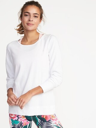 Old Navy Womens Relaxed French-Terry Keyhole-Back Sweatshirt For Women Bright White Size L | Old Navy US