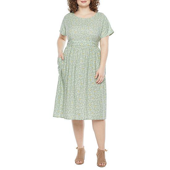 a.n.a Short Sleeve A-Line Dress-Plus | JCPenney