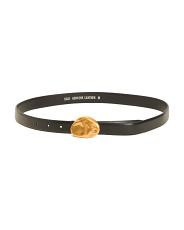 Leather Stitched Clean Belt With Asymmetrical Buckle | TJ Maxx