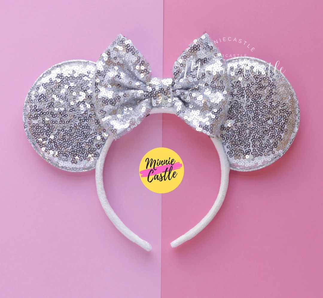 Silver Mickey ears, Minnie Ears, Mickey Ears, Silver Mouse Ears, Mouse Ears Headband, Mickey Ears... | Etsy (US)