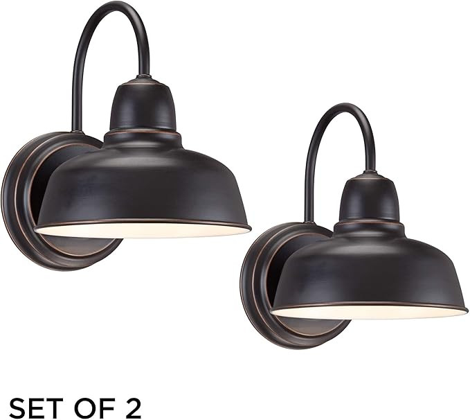 Urban Barn Industrial Farmhouse Outdoor Wall Light Fixtures Set of 2 Oil Rubbed Bronze Gooseneck ... | Amazon (US)