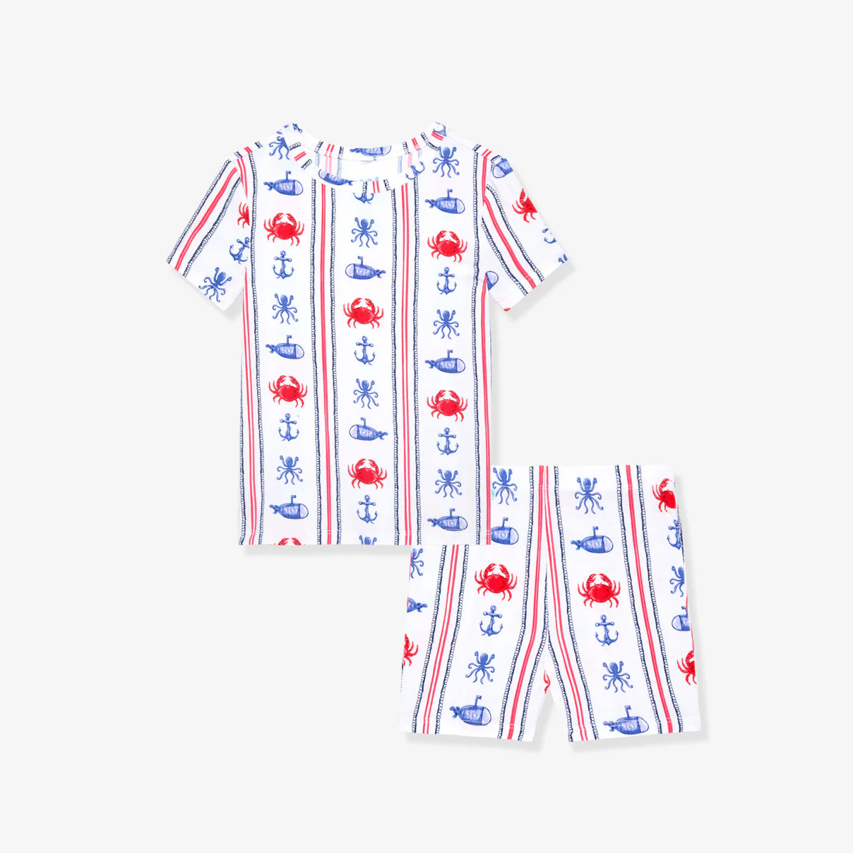 Nautical Blue Toddler Short Sleeve Pajamas | Connor | Posh Peanut