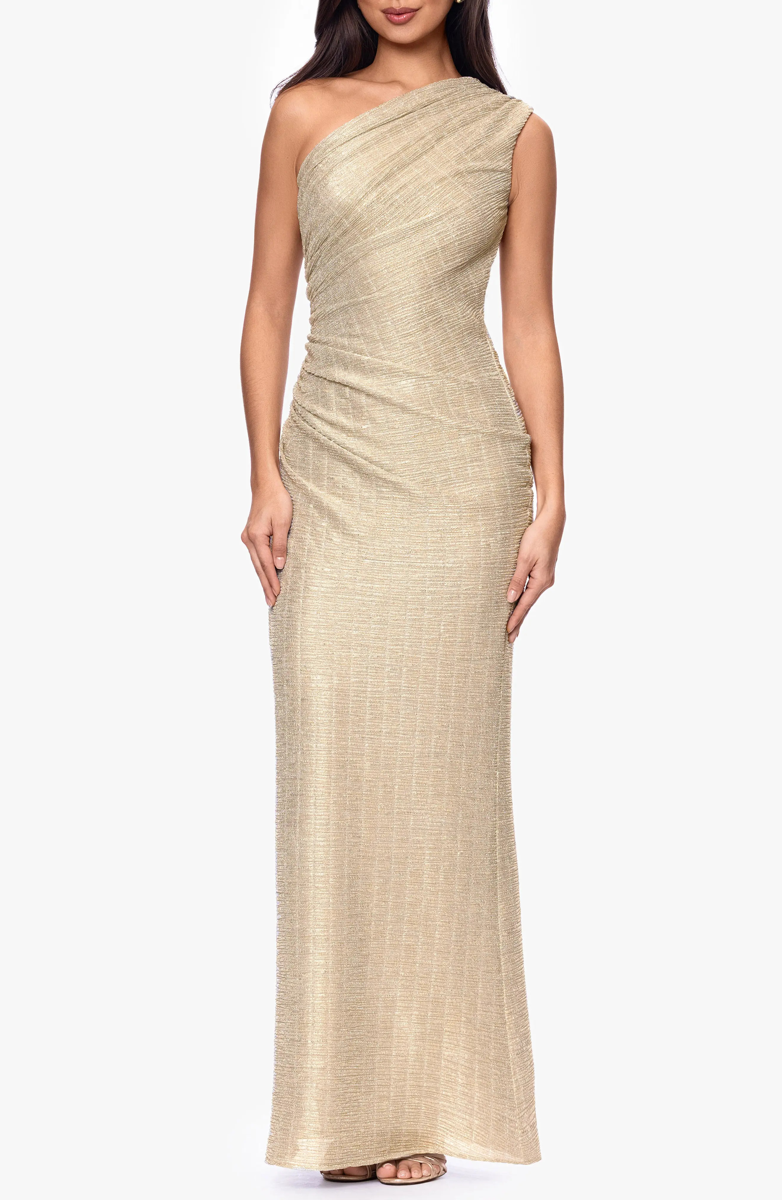 Betsy & Adam Metallic One-Shoulder Ruched Dress (Women) | Nordstrom | Nordstrom