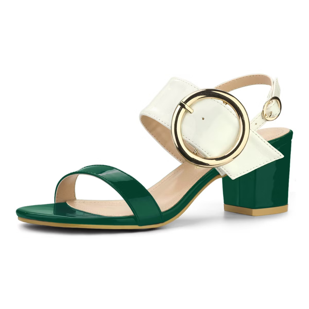 Allegra K Women's Contrast Color Slingback Block High Chunky Heel Sandals | Target