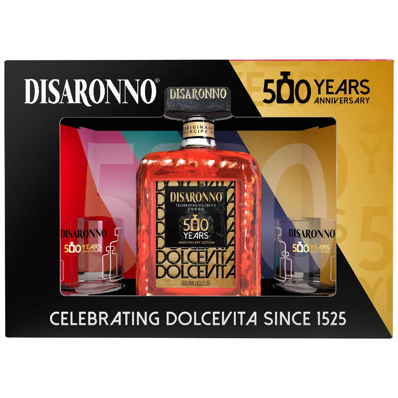 Disaronno Amaretto 500 Year Holiday with Two Glasses | Total Wine