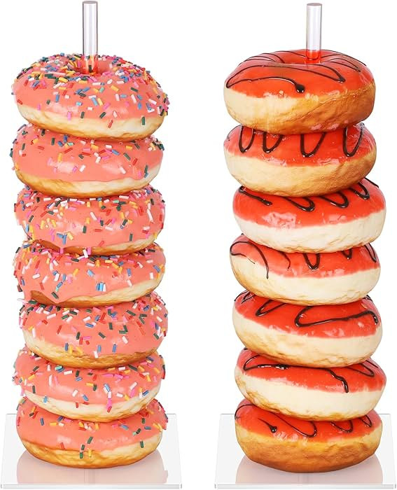Donut Stand Bagel Stand 2 Pack, Acrylic Doughnut Holder, Clear Donut Display Stand, Bagel Tower S... | Amazon (US)