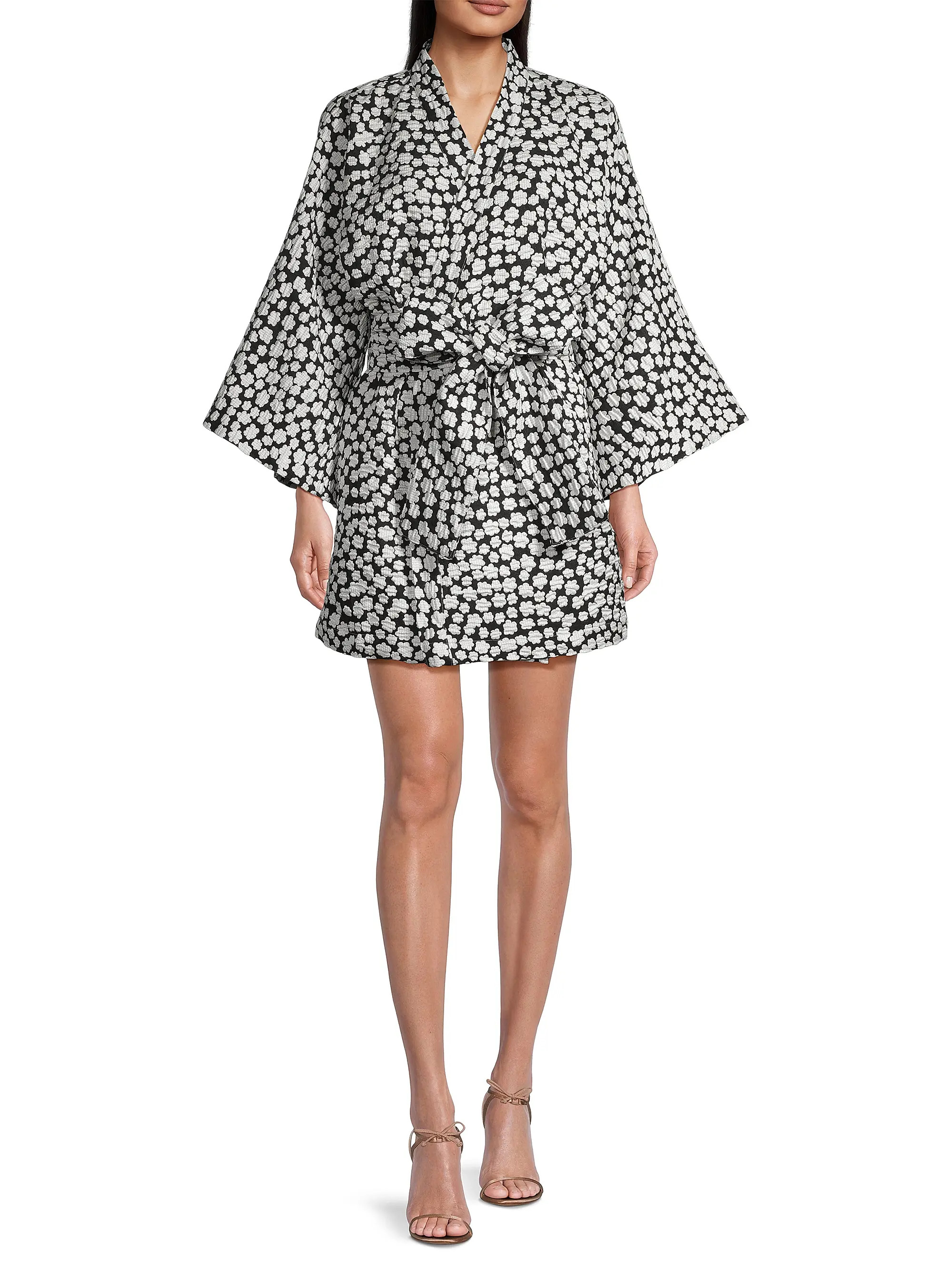 Shop La Vie Style House Floral Brocade Wrap Minidress | Saks Fifth Avenue | Saks Fifth Avenue