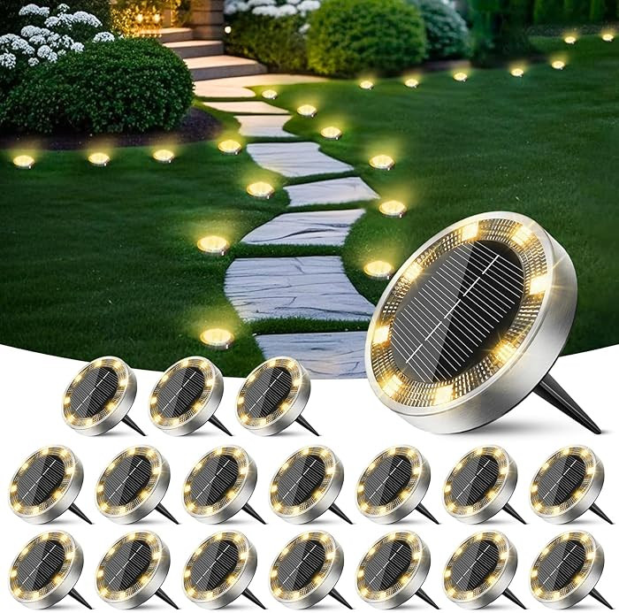 Peasur Solar Ground Lights Outdoor, 18 Pack Flat Solar Powered Disc Lights, IP68 Waterproof, Anti... | Amazon (US)