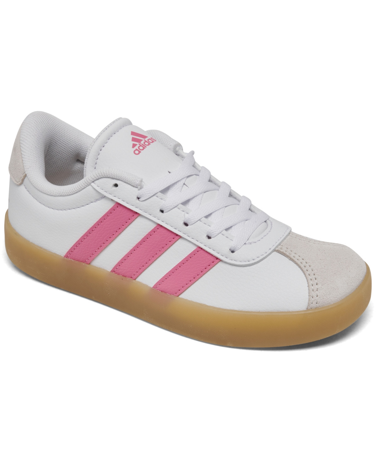 Adidas Little Girls Vl Court 3.0 Casual Sneakers from Finish Line - White/Pink | Macy's