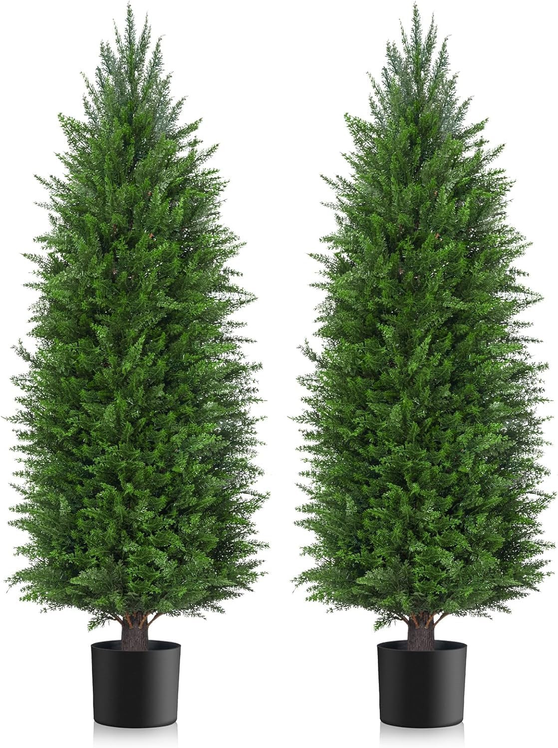 6FT Artificial Topiary Cedar Plants Outdoor, Faux Pine Trees UV Resistant and Potted, 72 Inch Tal... | Amazon (US)