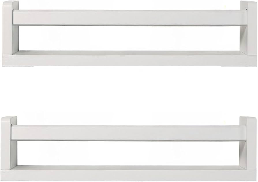 Nursery Book Shelves, Set of 2 Wood Floating Book Shelves for Kids Room, Kitchen Spice Rack, or R... | Amazon (US)