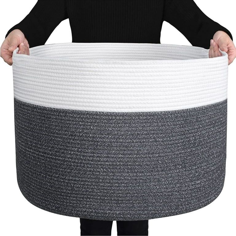 YOUPINS XXXL Cotton Rope Basket (23.6"x15.7"),100% Cotton,Extra Large Woven Storage Basket,Blanke... | Walmart (US)
