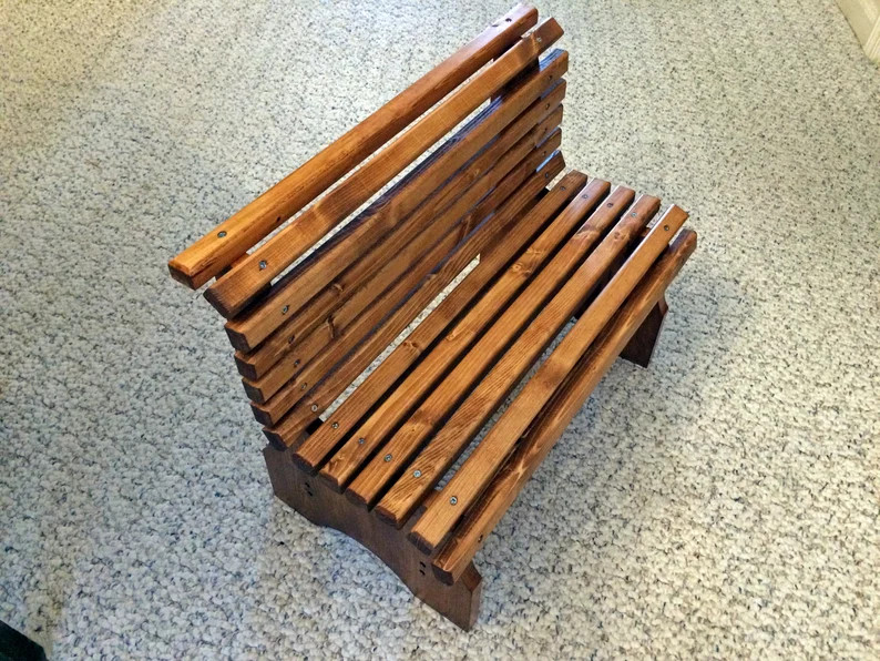 Hand Crafted Toddler or Doll Slatted Wood Bench - Etsy | Etsy (US)