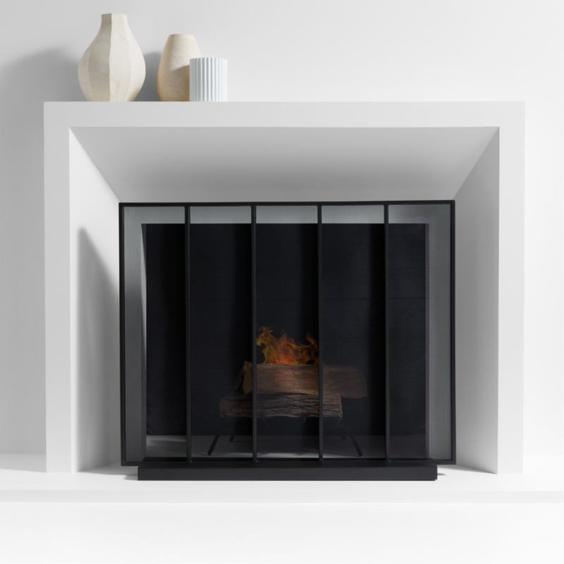 Black Vertical Fireplace Screen + Reviews | Crate & Barrel | Crate & Barrel