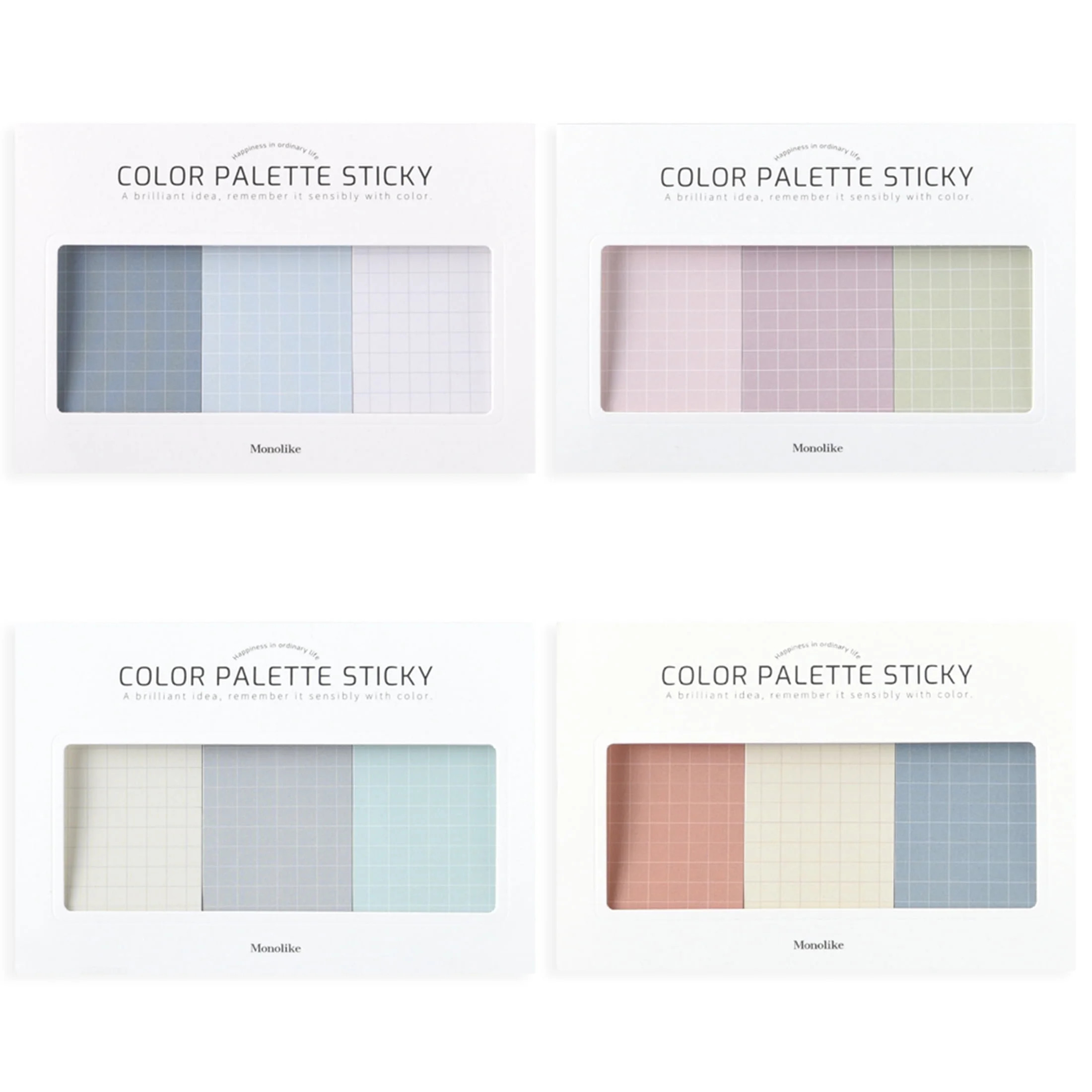 Monolike Color Palette Sticky Grid 300 D Set 4p - Self-Adhesive Memo Pad 30 sheets - Walmart.com | Walmart (US)