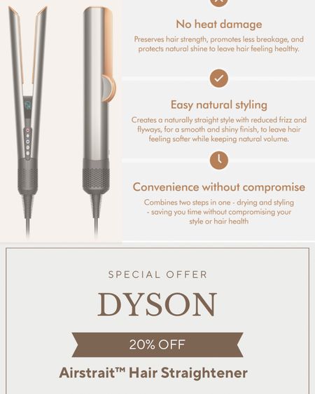 DYSON Air Straightener on SALE now at Nordstrom - If you wanted to try this most loved Hair Tool now is the time 🛒🛍️ 
Beauty - Hair Tool - Dyson - Wedding Guest 

#LTKBeauty #LTKFamily #LTKSaleAlert