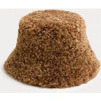 M&S Faux Fur Textured Bucket Hat - M-L - Caramel, Caramel | Marks & Spencer IE