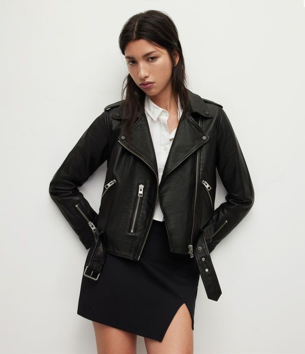 AllSaints Balfern Leather Biker Jacket, Womens, Black, Size: UK 4/US 0 | AllSaints CA