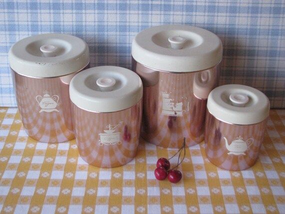 Pink Canister Set - Aluminum - West Bend - Set of 4 - Copper - Vintage 1950's | Etsy (US)