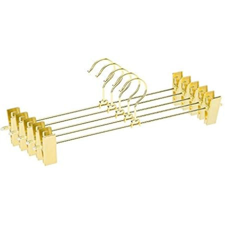 Amber Home Premium Matte Gold Aluminum Pants Hangers 10 Pack, 12.2” Extra Smooth & Durable Metal Ski | Amazon (US)