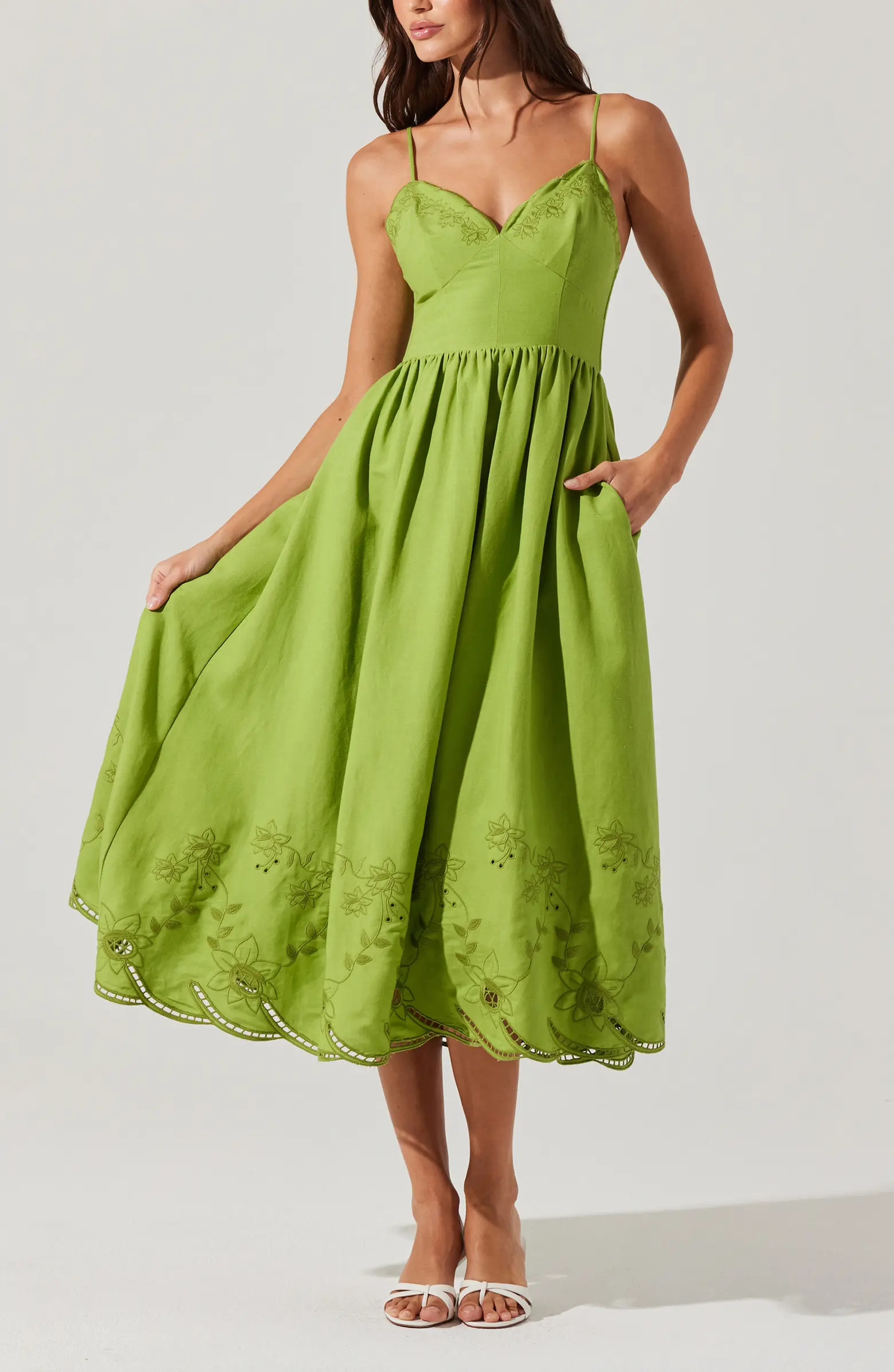 ASTR the Label Kaidi Ramie Blend Midi Sundress | Nordstrom | Nordstrom