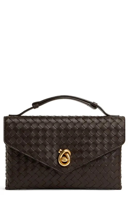 Bottega Veneta Knot Lock Intrecciato Leather Shoulder Bag in 2190 Fondant-M Brass at Nordstrom | Nordstrom