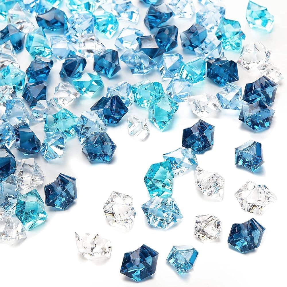 DomeStar 150PCS Premium Blue Fake Ice, Acrylic Ice Rocks Plastic Rocks Acrylic Stones Crushed Ice... | Amazon (US)