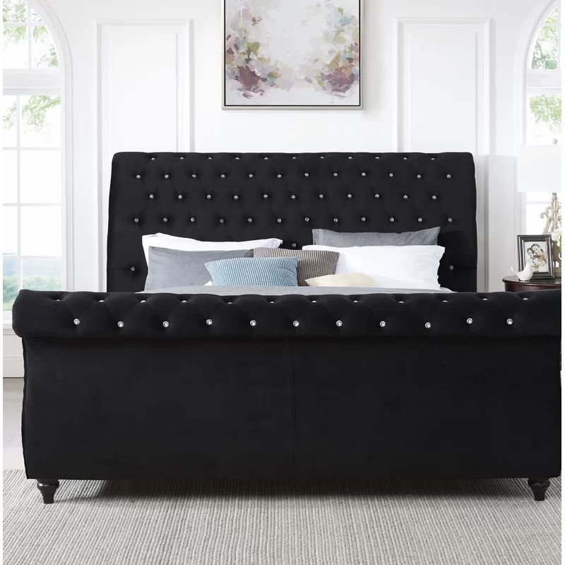 Matos Tufted Upholstered Low Profile Sleigh Bed | Wayfair North America