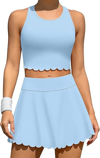 ATTRACO 2 Piece Tennis Dresses for Women Athletic Workout Dress with Shorts and Pockets | Amazon (US)