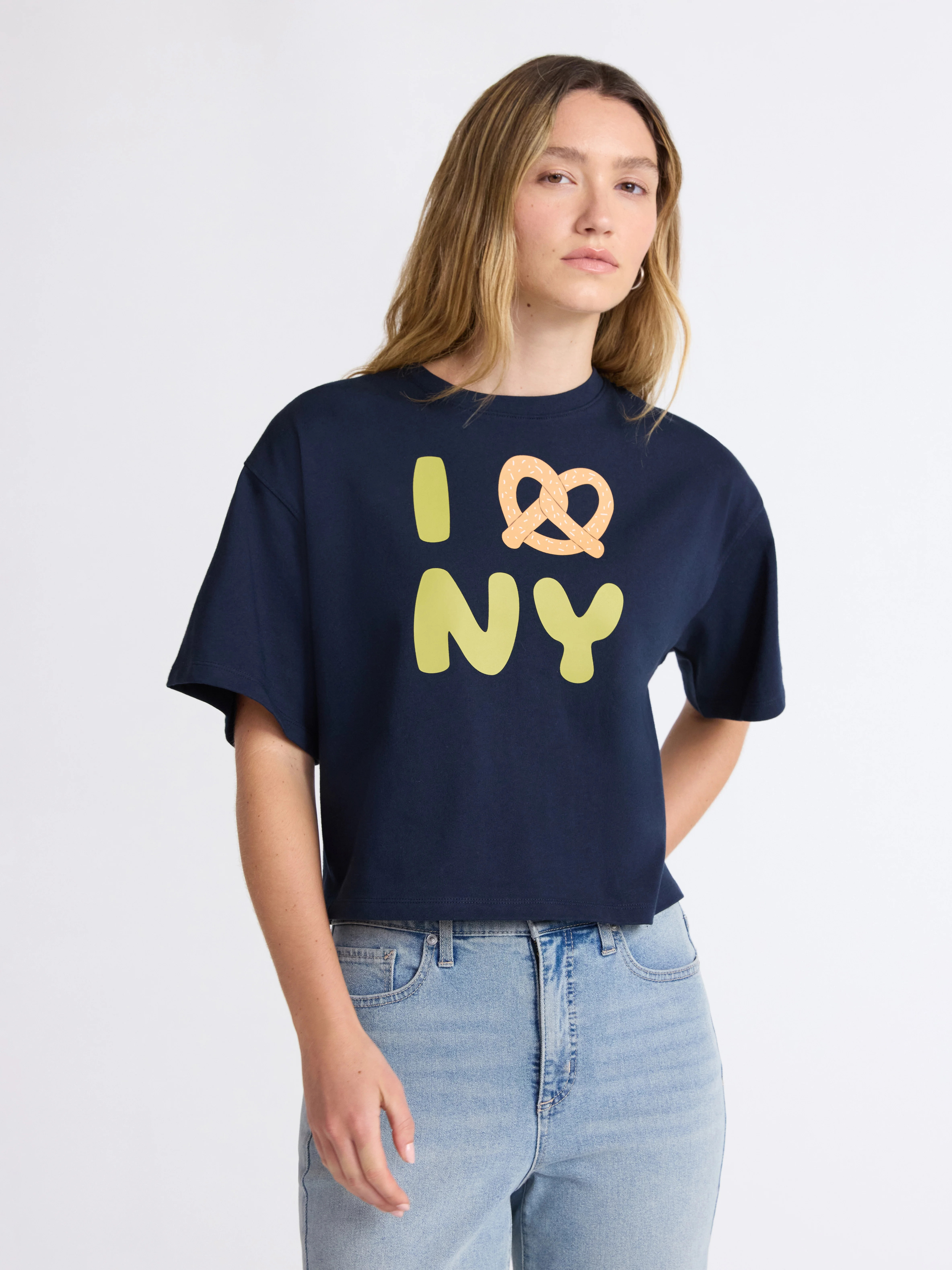 Scoop Limited Edition Women’s and Women’s Plus Cotton Cropped New York Graphic Tee, Sizes XS-... | Walmart (US)