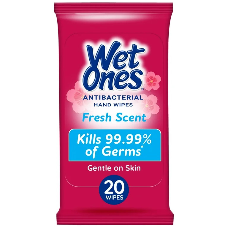 Wet Ones Antibacterial Hand Wipes, Fresh Scent, 20 Ct Travel Pack, Hypoallergenic | Walmart (US)