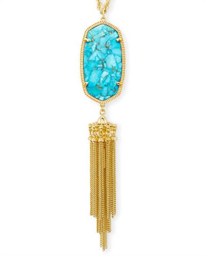 Rayne Long Pendant Necklace in Bronze Veined Turquoise Magnesite | Kendra Scott