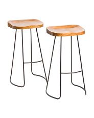 Set Of 2 Mango Wood Barstools | TJ Maxx