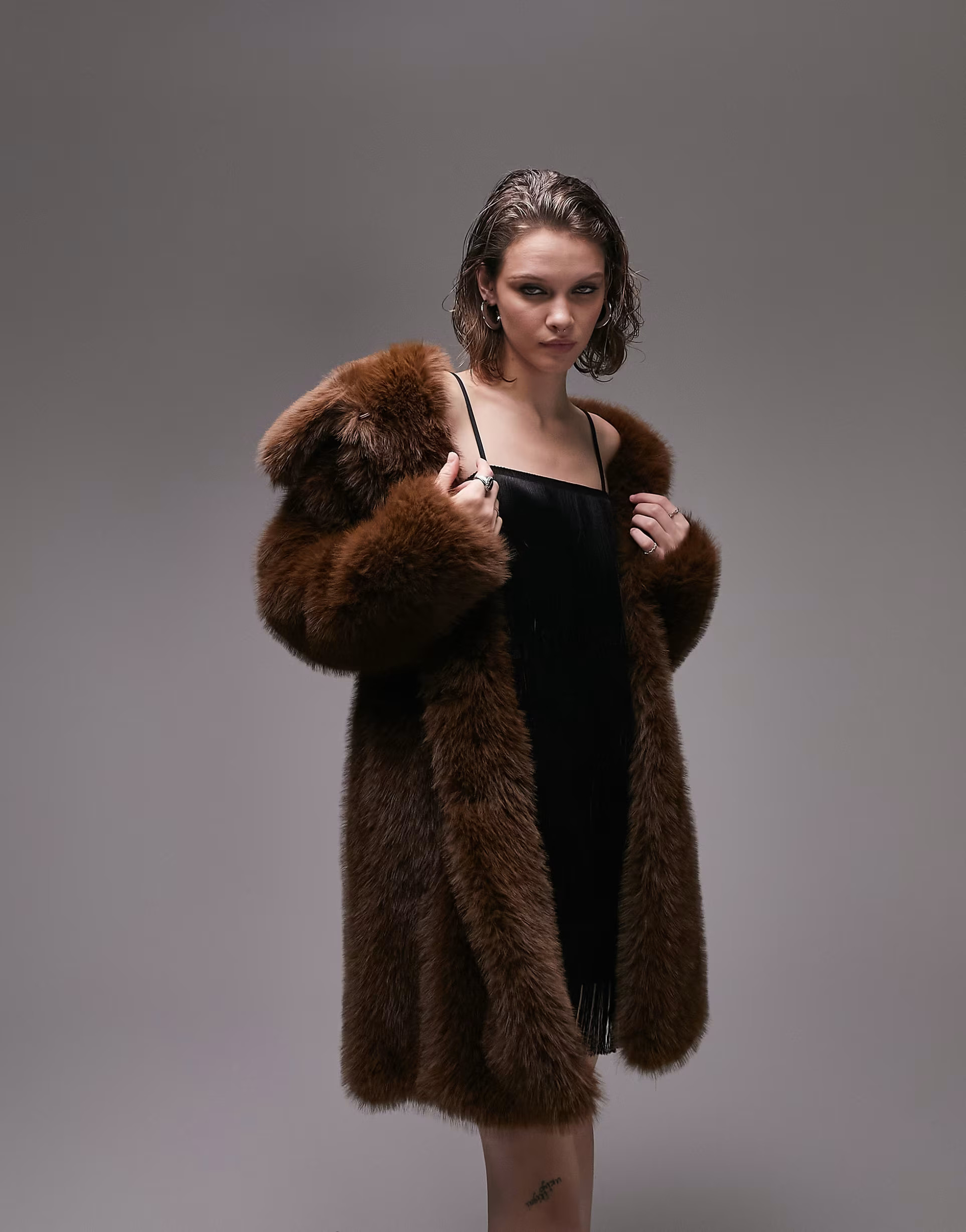 Topshop faux fur coat in chocolate | ASOS | ASOS (Global)